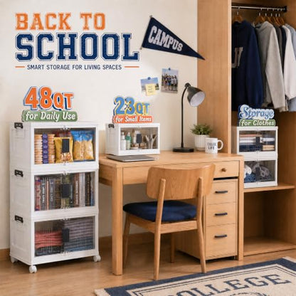 23QT Storage Bins with Lids for Closet, Office, Dorm, 3 Pack