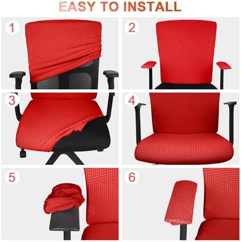 Tallew 4 Pcs Office Chair Covers Stretchable Armrest Seat,XL,Red