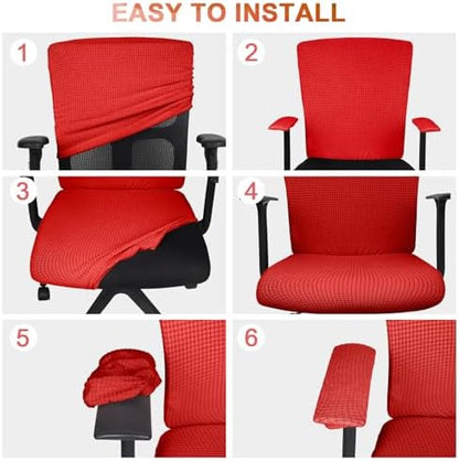 Tallew 4 Pcs Office Chair Covers Stretchable Armrest Seat,XL,Red