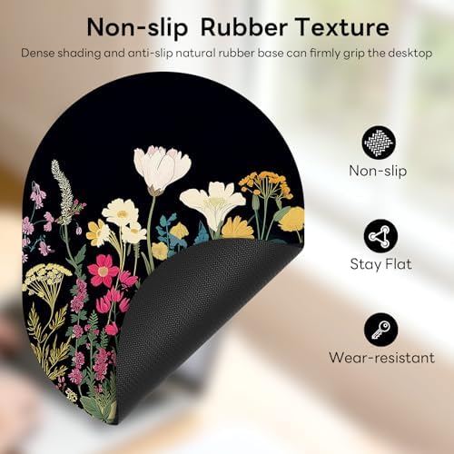 Oval Mouse Pad 6x8in Non-Slip for Laptop,Wildflowers