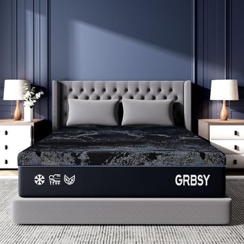 Luxury Upgraded 14 Inch Queen Mattress, Cooling Gel Queen Memory Foam Mattress In a Box with 7-Zone Support for Cool Night & Back pain Relief Washable IceSilk Cover, Medium Firm