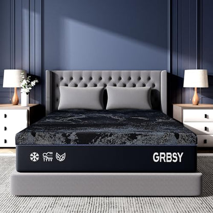 Luxury Upgraded 14 Inch Queen Mattress, Cooling Gel Queen Memory Foam Mattress In a Box with 7-Zone Support for Cool Night & Back pain Relief Washable IceSilk Cover, Medium Firm
