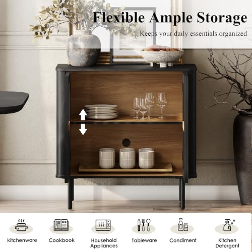 31.5" H Sideboard Buffet Cabinet with Adjustable Shelf, Black