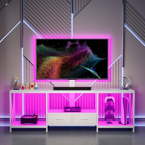 63" W TV Stand with Mount,LED & Charging Station for 55,65,75" TV