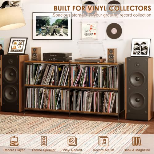 59.2" Record Player Stand with Vinyl Record Storage, Hold 700+ Records