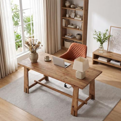63" Long Large Wood Desks, Farmhouse Office Desk