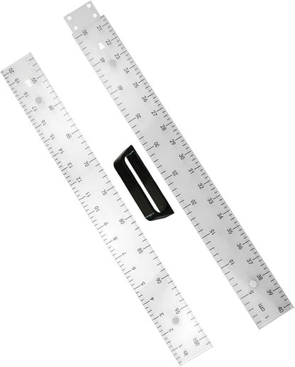 39in Clear Plastic Meter Stick with Handle, Detachable Sectional Teacher Ruler, Transparent Classroom Measuring Stick for Math Science Whiteboard Chalkboard