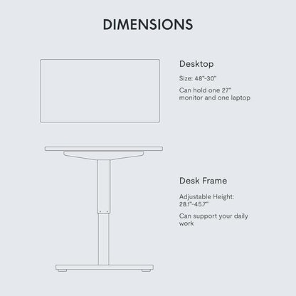 FLEXISPOT EN1 One-Piece Standing Desk with 1-Inch Thick Seamless Desktop, 48"x30" Electric Height Adjustable Desk for Home Office, Multi-Monitor Setups & Easy Assembly, White