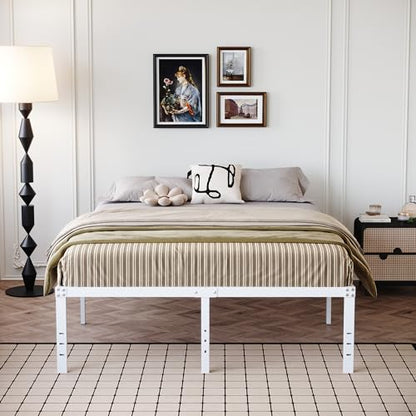 18 Inch White Full Size Bed Frame with High Storage