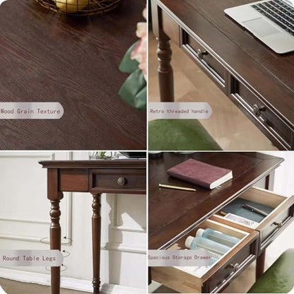 Walnut Writing Desks with Drawers, 47" French Country Style