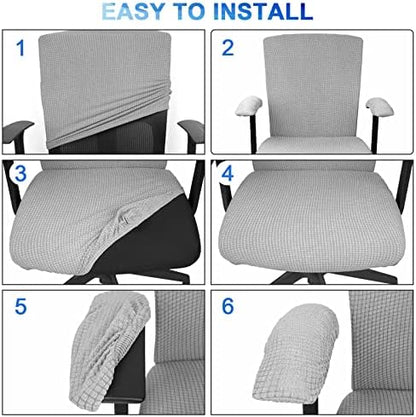 Tallew 4 Pcs Office Chair Covers Stretchable Armrest Seat,XL,Silver Gray