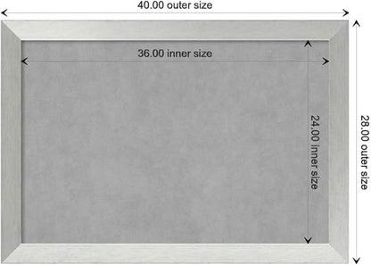 Amanti Art Silver Framed Magnetic Board 28x40 Large Vision Board for use with Magnets, 100% Metal Sheet to Display Items as Office Decor or for Home Organization in mudroom, Kitchen or Kids Room