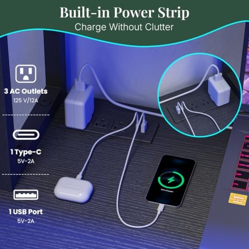 53" L Shaped Gaming Desk Reversible Corner Desk for Home Office