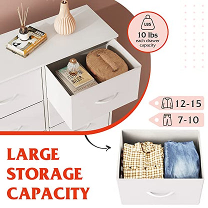 Dresser for Bedroom with 6 Drawers, White