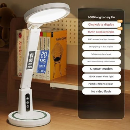 Multifunctional LED Eye Protection Desk lamp | No Flicker, Anti-Blue Light, 5-Speed dimming and Color Adjustment, USB Charging and Portable (Clock Charging)