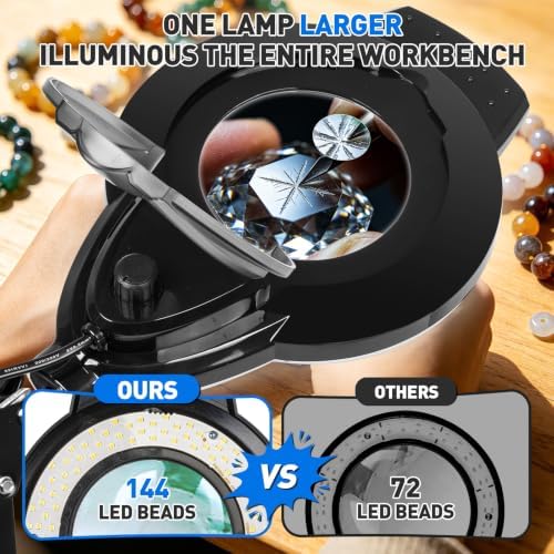 KIRKAS LED Magnifying Lamp with Clamp, 2,200 Lumens Dimmable 28in 12X 30X