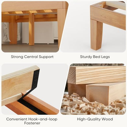 12 Inch King Bed Frame, 3.5" Thick Pine Frame, 700 lbs Capacity