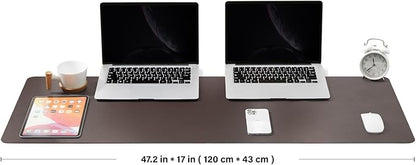 Large Desk Mat - 47.2"x 17" Non-Slip PU Desk Pad for Office and Home - Ideal for Large Mouse Pad and Desk Mats on Top of Desks(Coffee)