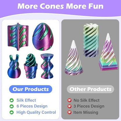 5 Pack Spinning Fidget Toys Purple 3D Printed Desk Decor Set