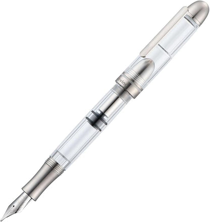 Asvine P36 Titanium Fountain Pen Piston Filling, Iridium Medium Nib Clear Transparent Acrylic Smooth Writing Pen Case Set