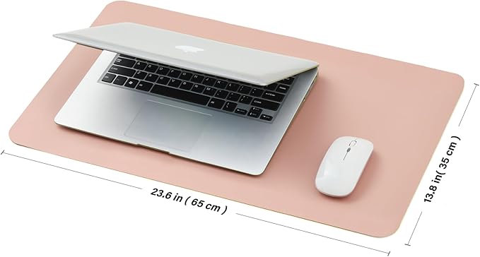 Leather Desk Mat - Small Non-Slip PU Desk Pad for Office and Home - Desk Organization and Accessories - Ideal for Large Mouse Pad and Small Desk Mats on Top of Desks (Pink,23.6"x 13.8")