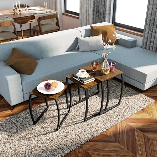 Nesting Tables, Vintage Side End Tables Living Room, Coffee Snack Table Set of 3
