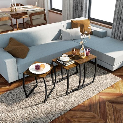 Nesting Tables, Vintage Side End Tables Living Room, Coffee Snack Table Set of 3