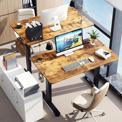 47.2 Inch Large Electric Standing Desk, Gaming Table, Brown
