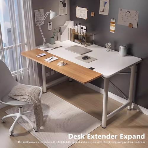 Wood Foldable Desk Extender Tray,Large Size Clamp-on Keyboard Tray,Table Mount Shelf Armrest Support for Home Office Dorm Floating Table(60x24cm(24x9inch), White)