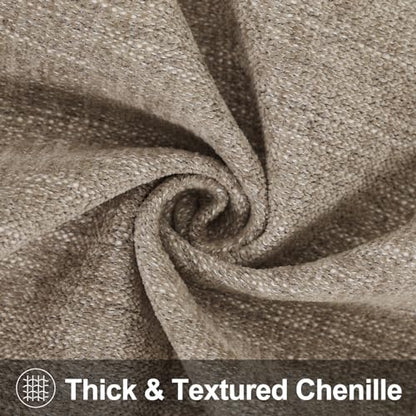 Fall Khaki Chenille Throw Pillow Covers 18x18 Set of 2