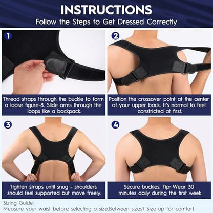 Back Brace Posture Corrector for Men - Bionic System Upper Back Support Shoulder Posture Brace for Women, Newly Adjustable Back Straightener Neck Pain Relief 004-L