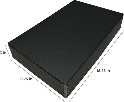Lineco Museum Archival Storage Box, 11.75x18.25x3 in. Drop Front Design. Acid-Free with Metal Edge. Organize Photos, Pictures, Prints, Documents, Crafts, DIY. Black, 1 Pack