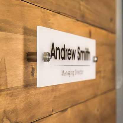 Personalized Office Door Sign, Custom Acrylic Name Plate with Title, Professional Wall Plaque for Business, Home Office, or Desk – Modern Design, Name Plate - 8x2 Executive CEO Sign, New Job Décor 1