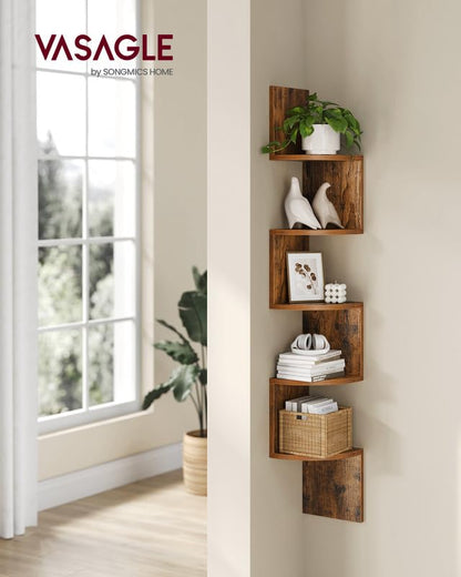 Corner Shelf Wall Mount, 5-Tier Floating Corner Bookshelf