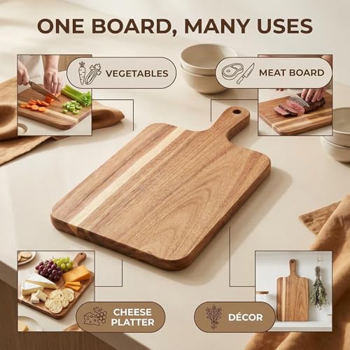 Small Acacia Cutting Board with Handle Charcuterie Cheese Serving Tray