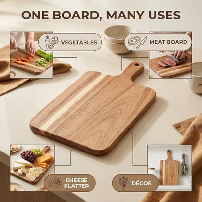 Small Acacia Cutting Board with Handle Charcuterie Cheese Serving Tray