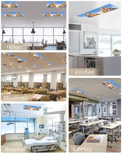 Christmas Magnetic Fluorescent Light Covers for Ceiling Lights 2 x 4 Feet,Santa Claus Christmas Tree Snowflakes Blue Office Classroom Kitchen Drop Ceiling Light Covers Filters Shade Panel 1 Pack