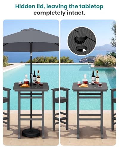 3 Pcs HDPE Bar Height Adirondack Chairs and Bar Table Set, Grey