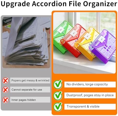 Plastic Expanding File Folder, Transparent Envelopes with Snap Closure