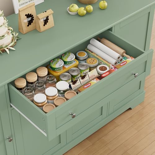 54" W Kitchen Buffet Cabinet with Storage, Coffee Bar Cabinet, Green