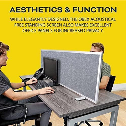 OBEX Acoustical Free Standing Privacy Screen, Cubicle Accessories Desk Privacy Panel, Desk Dividers for Office, Office Furniture Partitions Portable Sound Proof Dividers, 18" x 30", Twilight