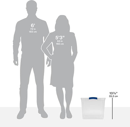 2 Pack 66 Quart (62.4L) Heavy-Large Clear Plastic Storage Bins with Locking Blue Latch Lids – Stackable & Airtight Containers for Garage, Closet & Basement, Ideal for Bulky Items, Clothing