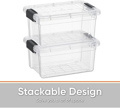 Superio Clear Storage Bins with Lids, Stackable Storage Box with Latches and Handles, Extra Small, 2 Pack 3 Quart