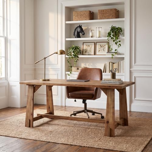 63" Long Large Wood Desks, Farmhouse Office Desk