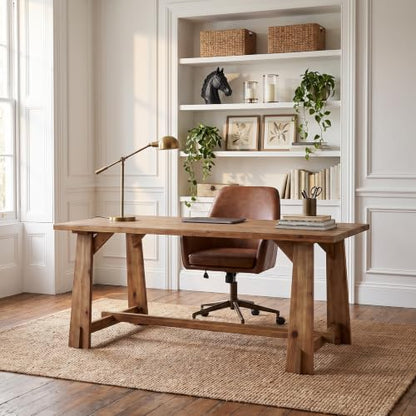 63" Long Large Wood Desks, Farmhouse Office Desk
