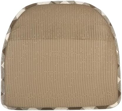 Klear Vu The Gripper Non-Slip Linen Check Dining Kitchen Chair Pads, 15" x 16" x 2", Set of 8, Liza Check Taupe