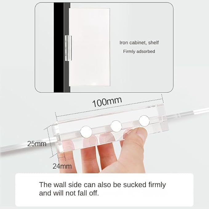 ECKEK Magnetic Sign Holder Grip Holder, Powerful Magnet, Acrylic Sign Holder for Retail Shelves Display Store Vendor Event Warehouse and Shop Supplies (Wood Base 210*100mm/ 8.27*3.94inches)