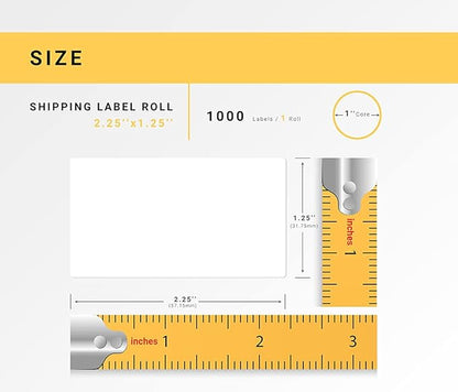 HOUSELABELS 2.25" x 1.25" Address Labels on 1" Core in Polypropylene Compatible with Zebra and Rollo Printers, 16 Rolls / 1,000 Labels per Roll