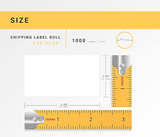 HOUSELABELS 2.25" x 1.25" Address Labels on 1" Core in Polypropylene Compatible with Zebra and Rollo Printers, 34 Rolls / 1,000 Labels per Roll