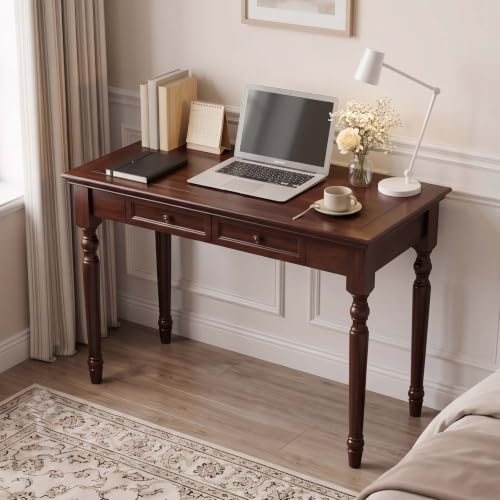Walnut Writing Desks with Drawers, 47" French Country Style